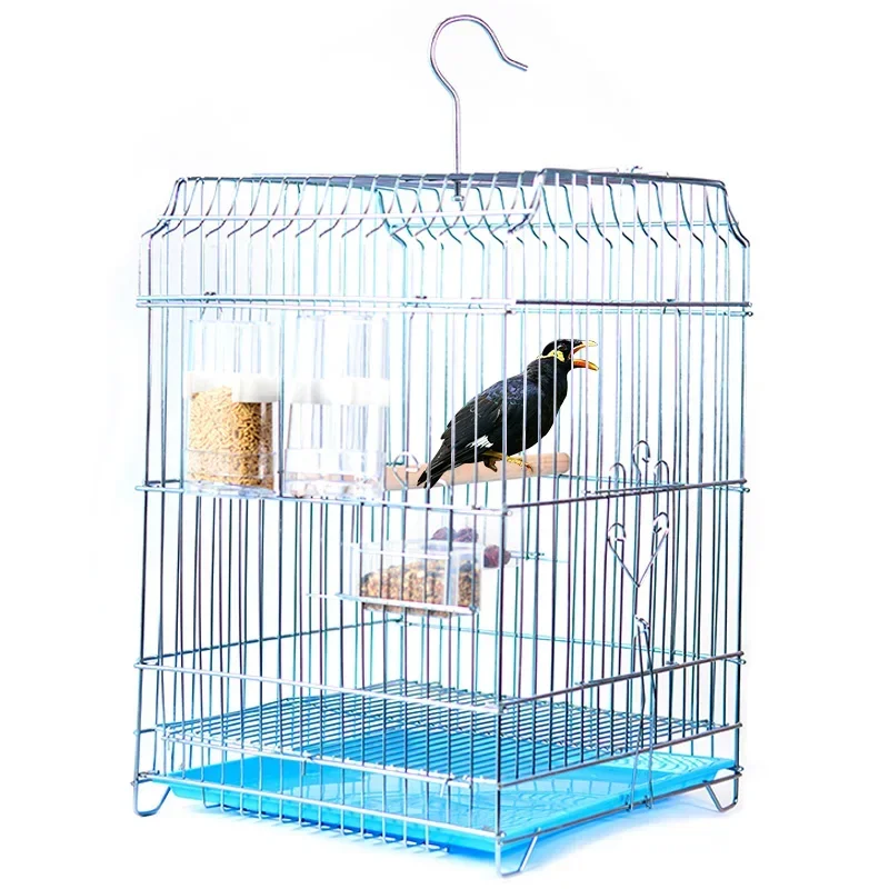 Stainless Steel Color Increased Bold Electroplated Birdcage Thrush Myna Wren Pigeon Parrot Large Breeding Cage Bird Nest