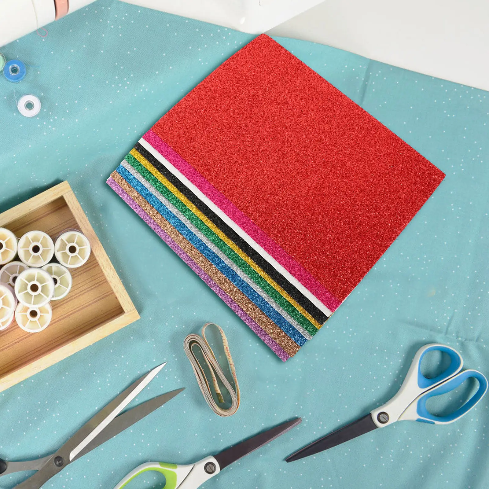 

10 Sheets Premium Eva Self-Adhesive Craft Foams Assortment Cuttable with Scissors Punches for School Projects DIY Accessories