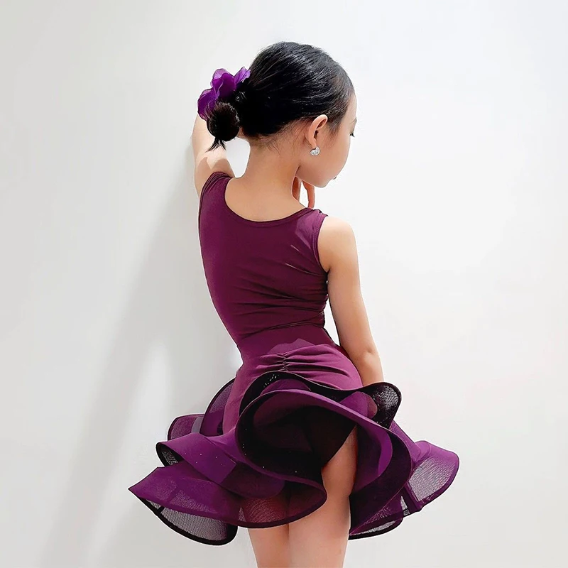 Kinderen Professionele Latin Dans Jurk Meisjes Tango Salsa Samba Ballroom Dansvoorstelling Podiumoutfits Kostuum 2025, Nieuw
