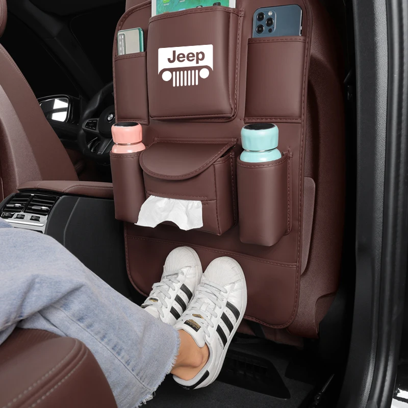 For Jeep Cherokee Compass Patriot Renegade Trail-Hawk Wrangler JK TJ SRT Car 4 Colors Organizer Back Storage Bag Anti-kick Pad