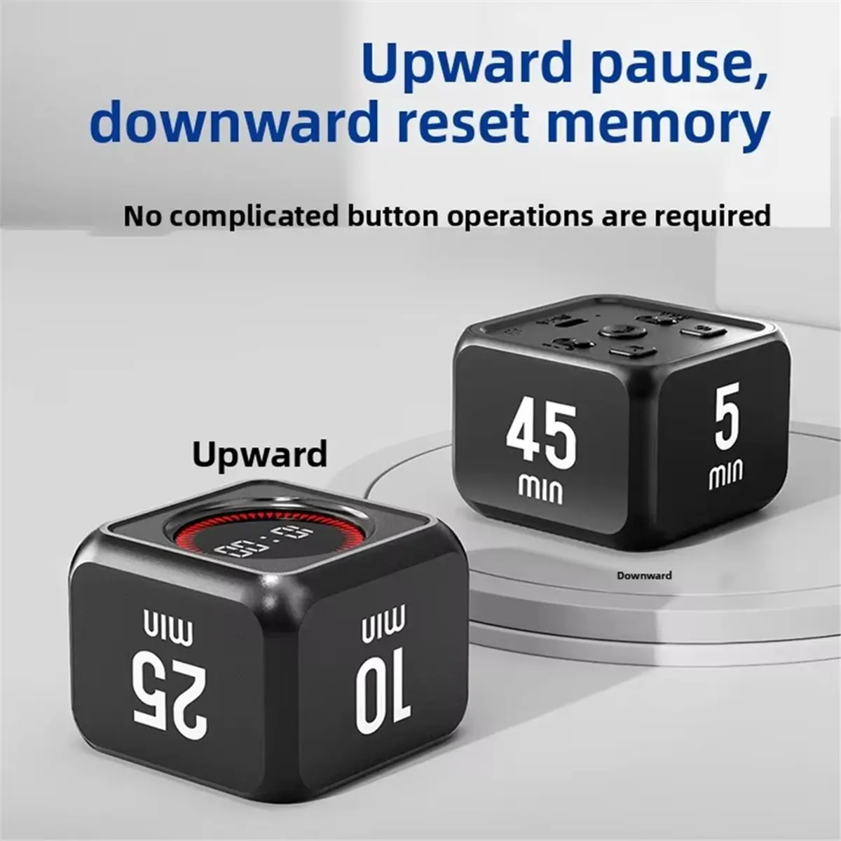 DT38 Digital Timer Gravity Sensor Flipping LED Display 4 Preset Time Rechargeable Cube Timer for Cooking Study Shower White