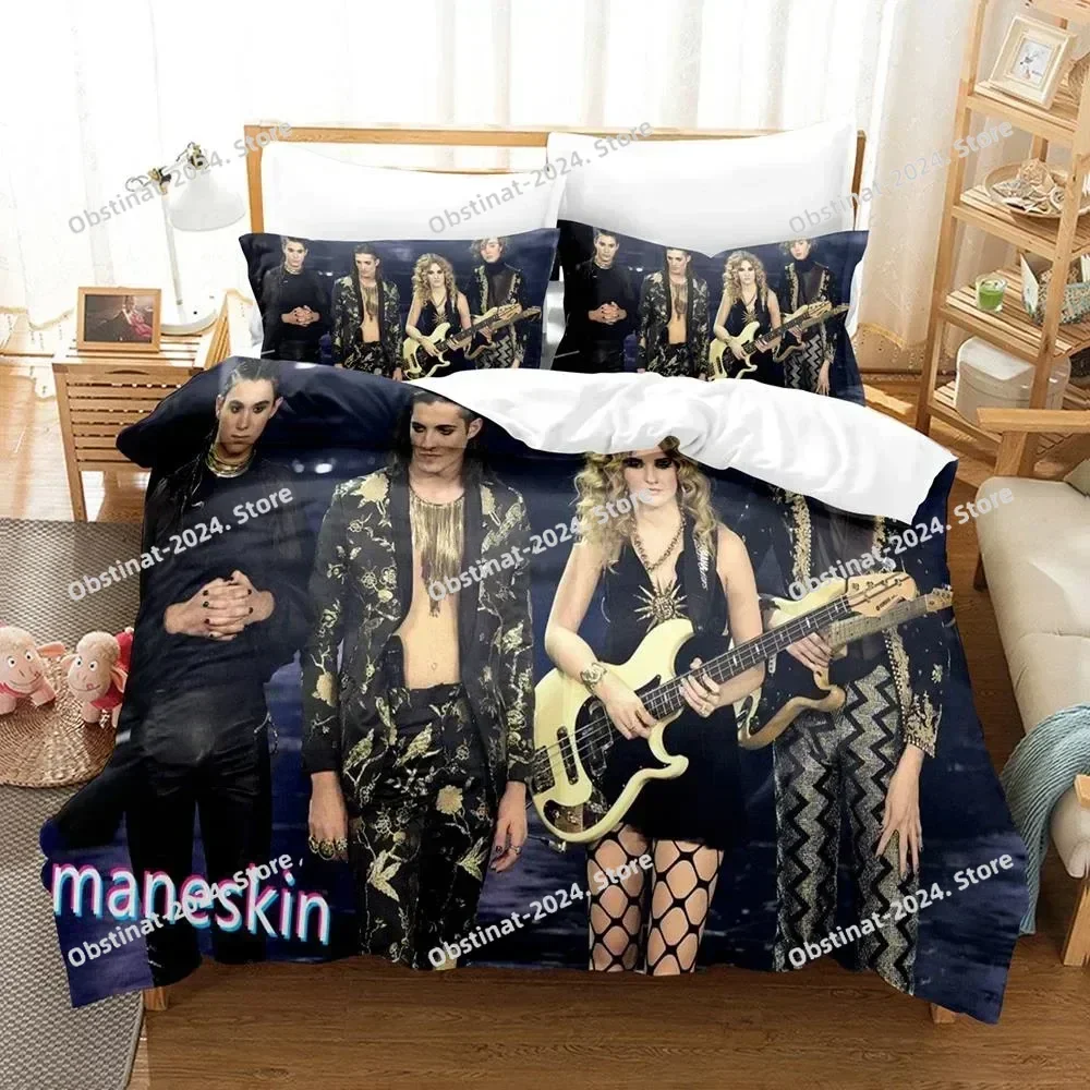 3D Maneskin Rock Band Bedding Set Printed Bed Set With Pillowcase Bed Duvet Cover Soft Single Double Queen Super King Size