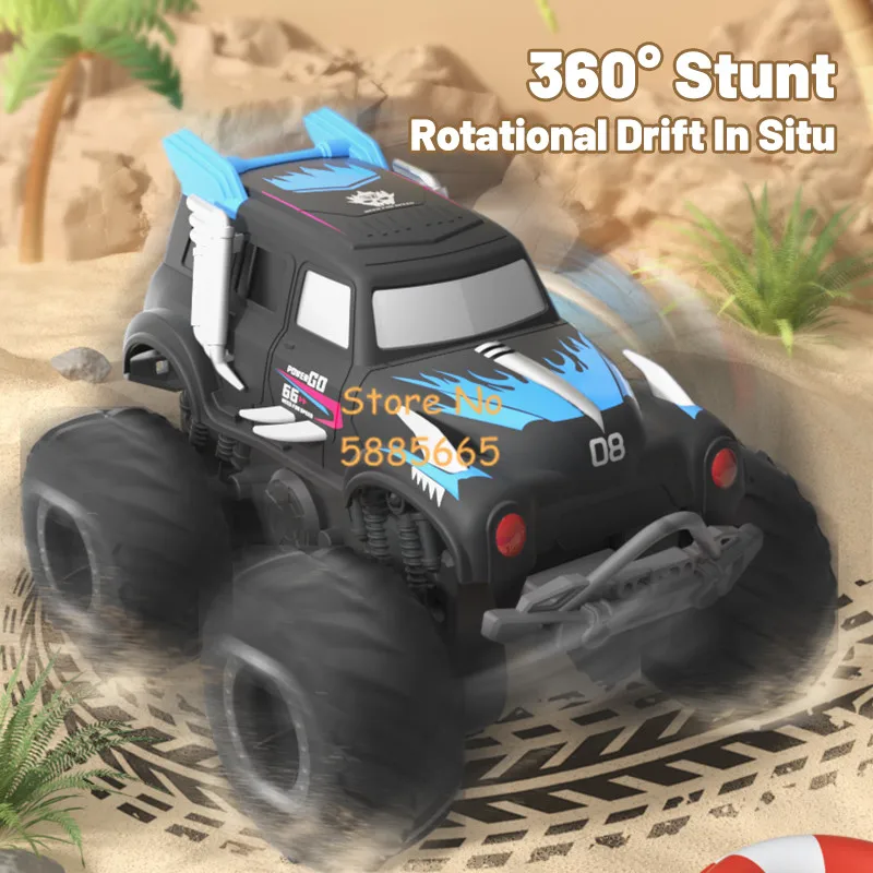 4WD Off Road Water Land Amphibious Stunt Remote Control Car 2.4G Big Wheel 360° Rotate Dual Side Driving RC Car Truck Kids Toy