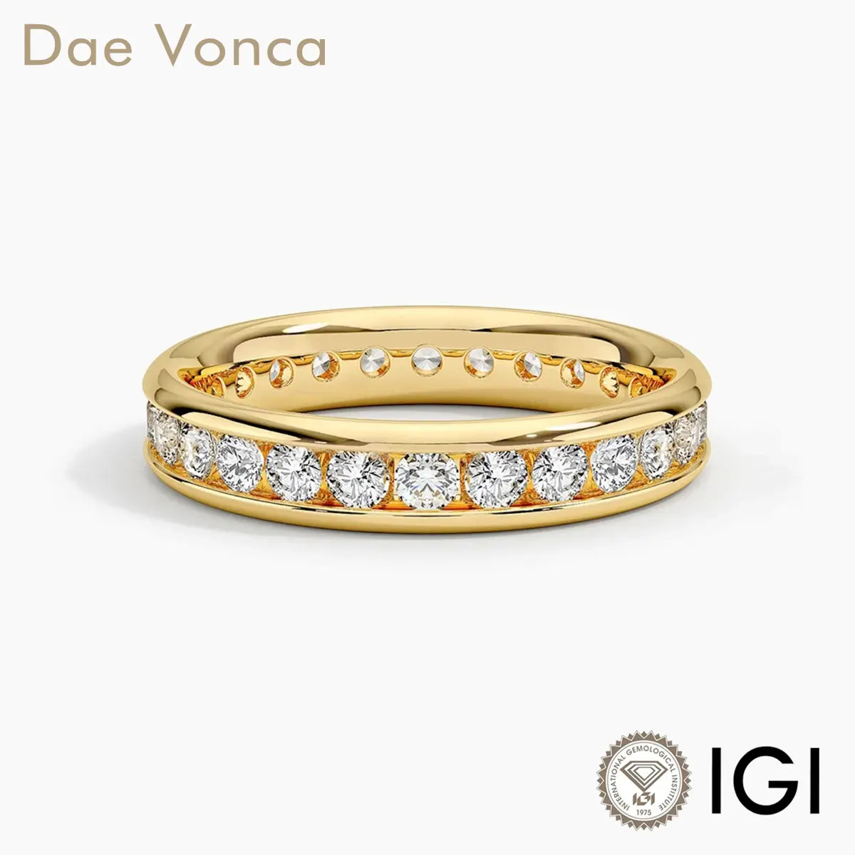 

9K/14K/18K Yellow Gold Eternity Band Ring Channel Set Round Cut Lab Grown Diamonds IGI Certificate For Wedding