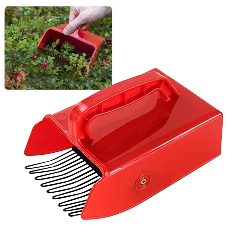 1PCS Portable Berry Pickers Metal Comb Rakes Picking Fruit Collecting Scoop Handle Blueberry Collection Harvester Picking Garden