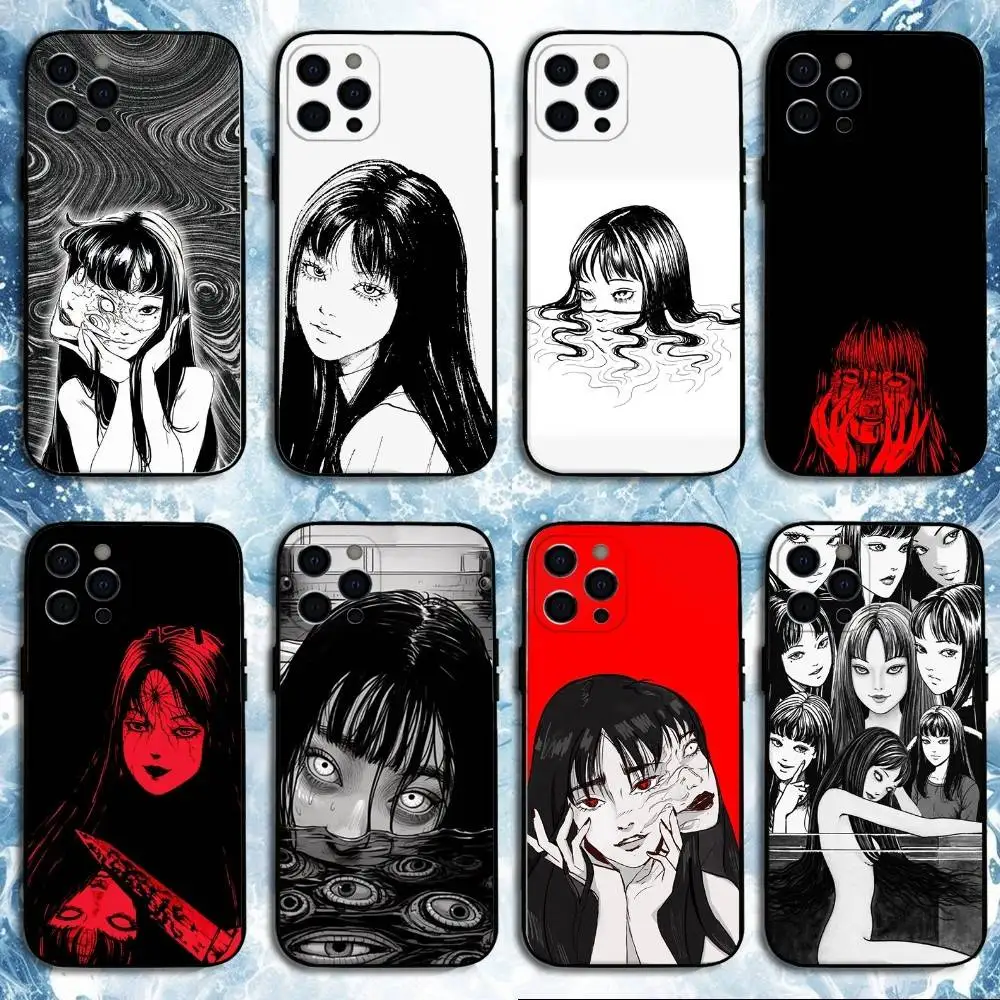 

T-Tomie Horror K-Kawakami Phone Case For iPhone 16,15,14,13,12,11 Plus,Pro Max, Soft Silicone Black Cover