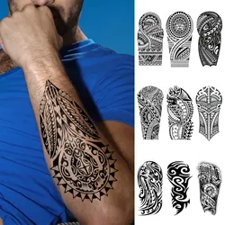 5pcs Waterproof Temporary Tattoo Sticker Mechanical Totem Black Maori Robot Soldier Body Art Arm Fake Tattoos Sleeve Women Men