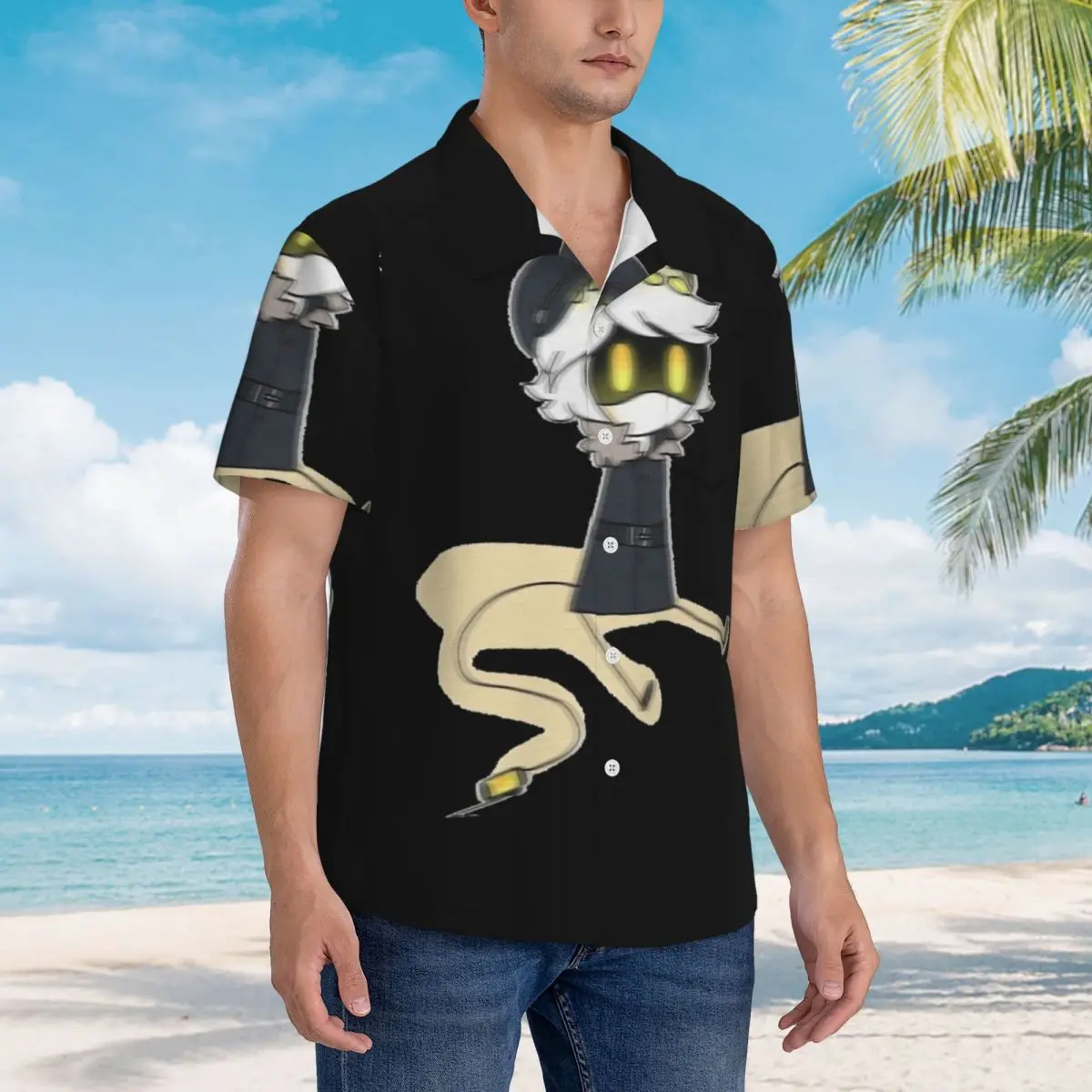 

Murder Drones N Hawaiian Shirts Funny Men Short Sleeve Shirt for Summer Beach Men's Lapel Tops