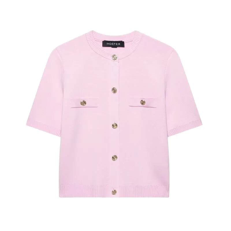 

Spring 2025 Women's ort Sve Knitted Jaet And Skirt Set Casual Sle Faionable Versatile Clothing for Adults