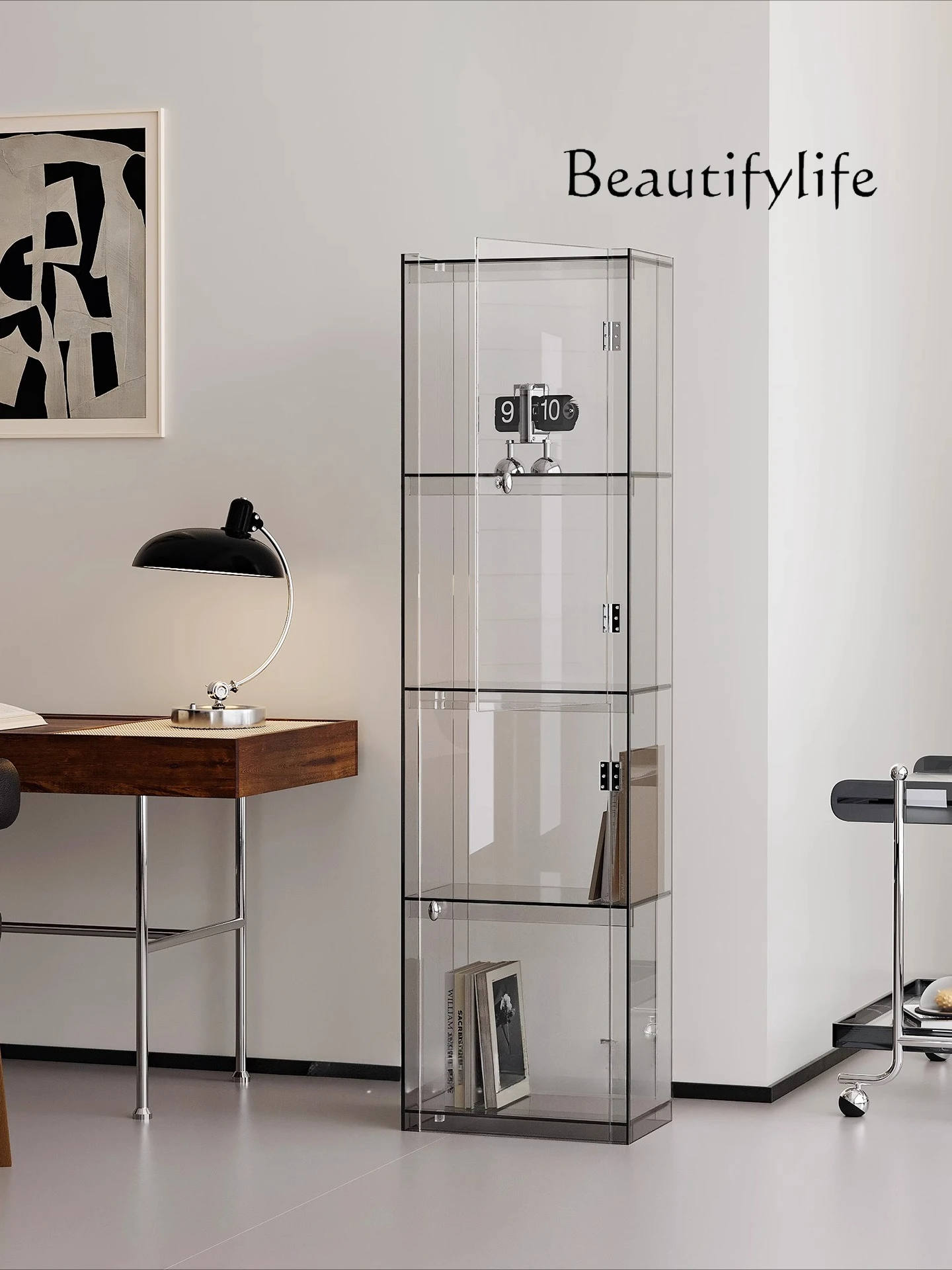 

Bookshelf with door, living room floor rack, locker, integrated storage, simple figure display cabinet