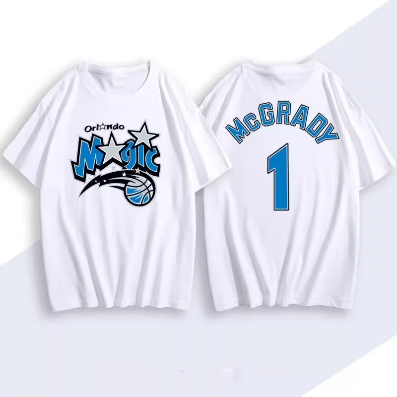 Magic Team McGrady No.1 T-shirt Round Neck Short Sleeved T-shirt Men's Plus Size Unisex Casual Women's T-shirt