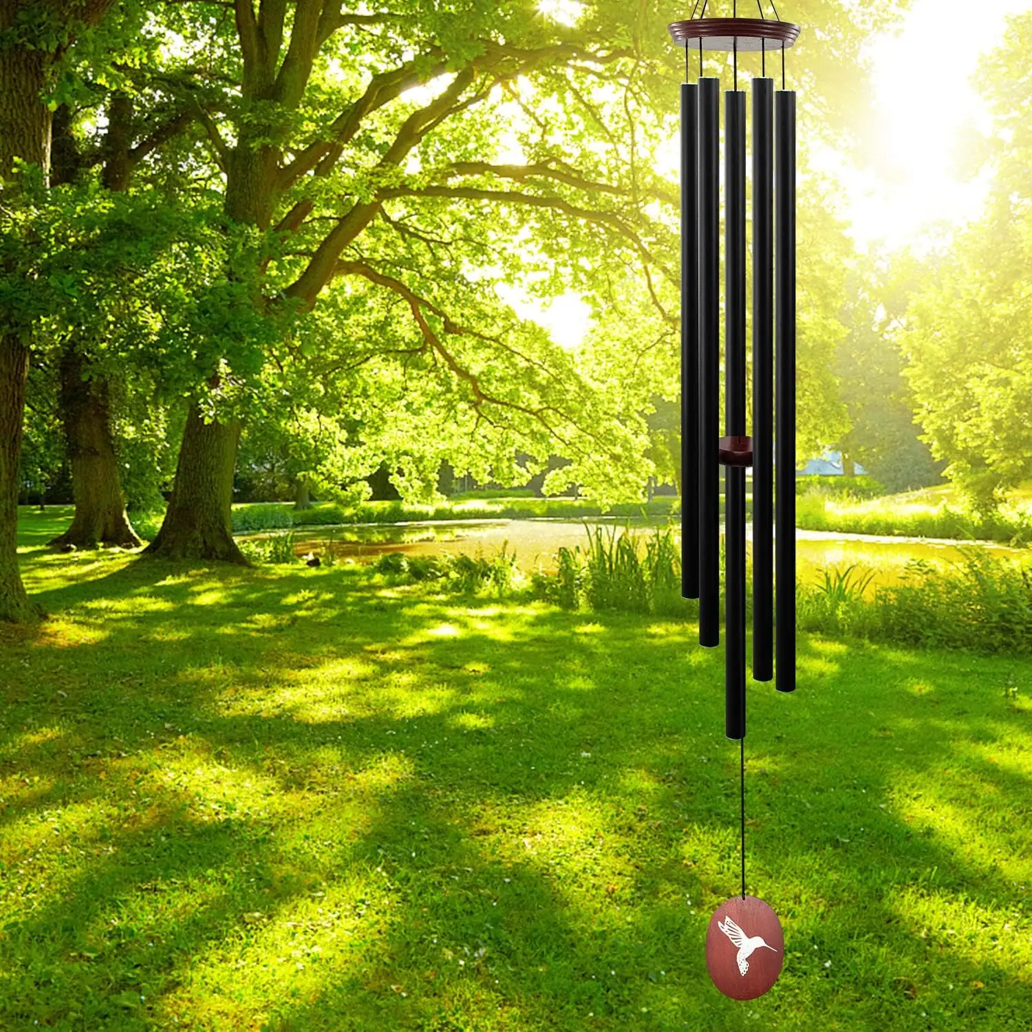

Large Outdoor Wind Chimes with Deep Tone, 5 Tuned Aluminum Tubes, S Hook for Patio Garden Yard Decoration
