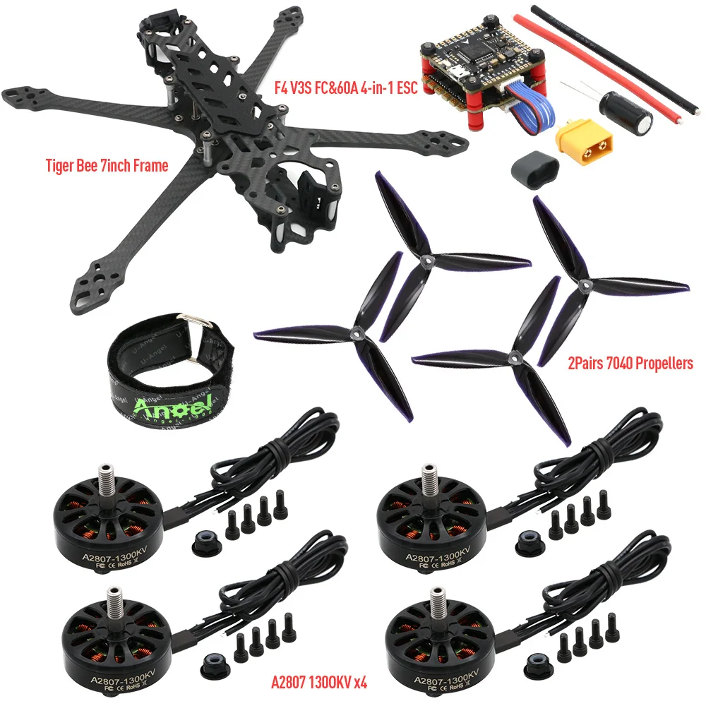 Poisonous Bees 7inch 295mm Wheelbase Carbon Frame A2807 1300KV Brushless Motor 7inch propeller for Mark4 FPV Long Range Drone