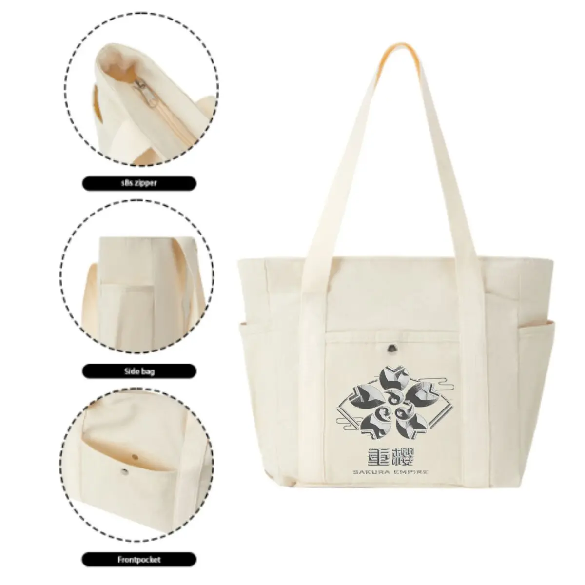 حقيبة كتف نسائية جديدة ذات رسومات شعار إمبراطورية ساكورا بسعة كبيرة