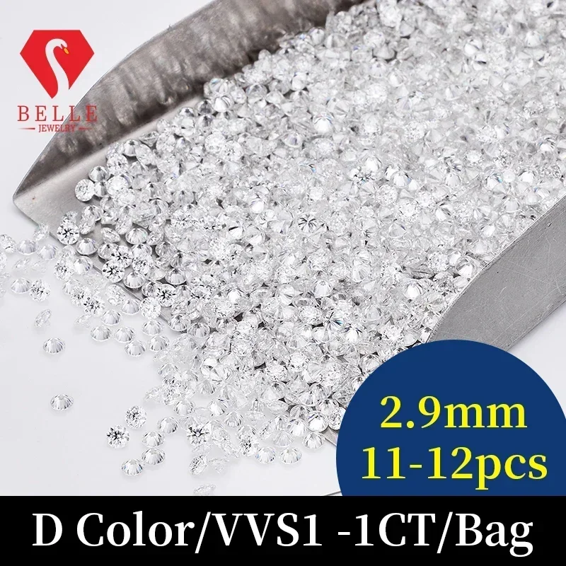 BELLE Todos os Tamanhos Brilhante Rodada Corte Melee D Cor Super Branco Moissanite VVS1 GRA Certificado Contas de Diamante Fabricação de Jóias