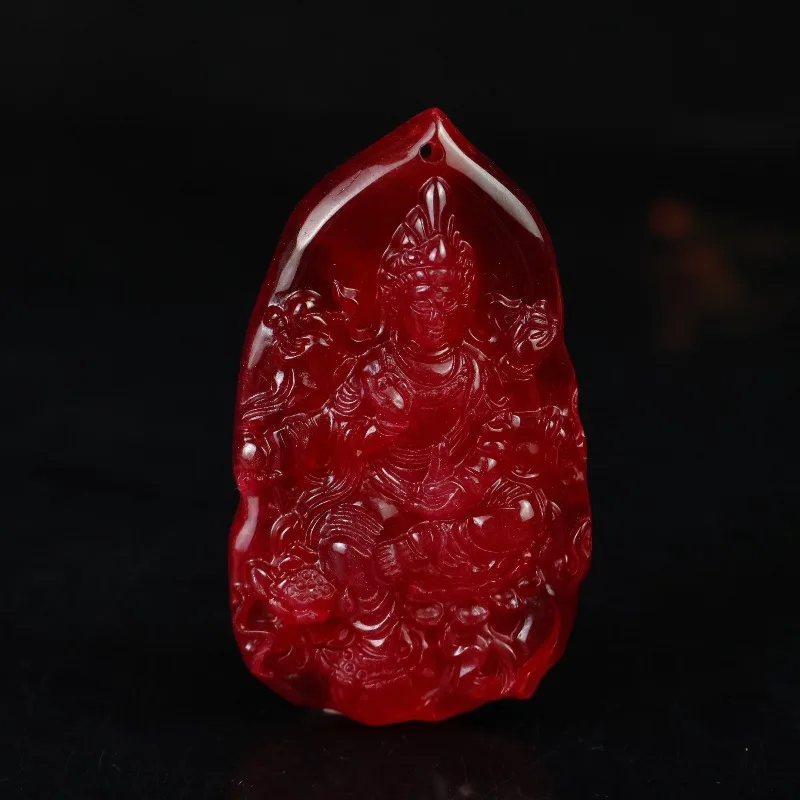 

Новое ожерелье из натурального прозрачного красного жадеита Guanyin, элегантное и универсальное