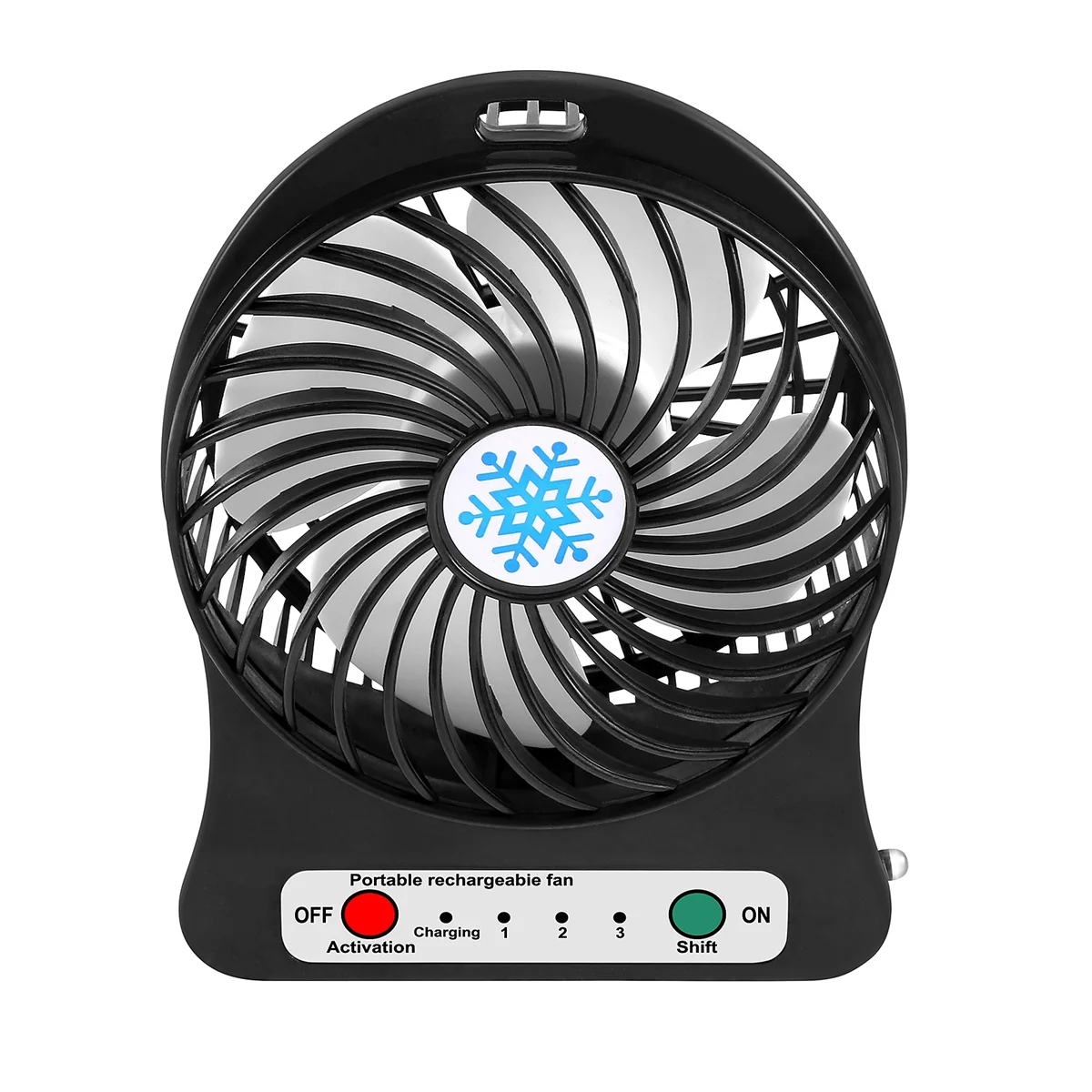 Mini ventilador portátil recargable, Enfriador de aire de escritorio, USB, negro