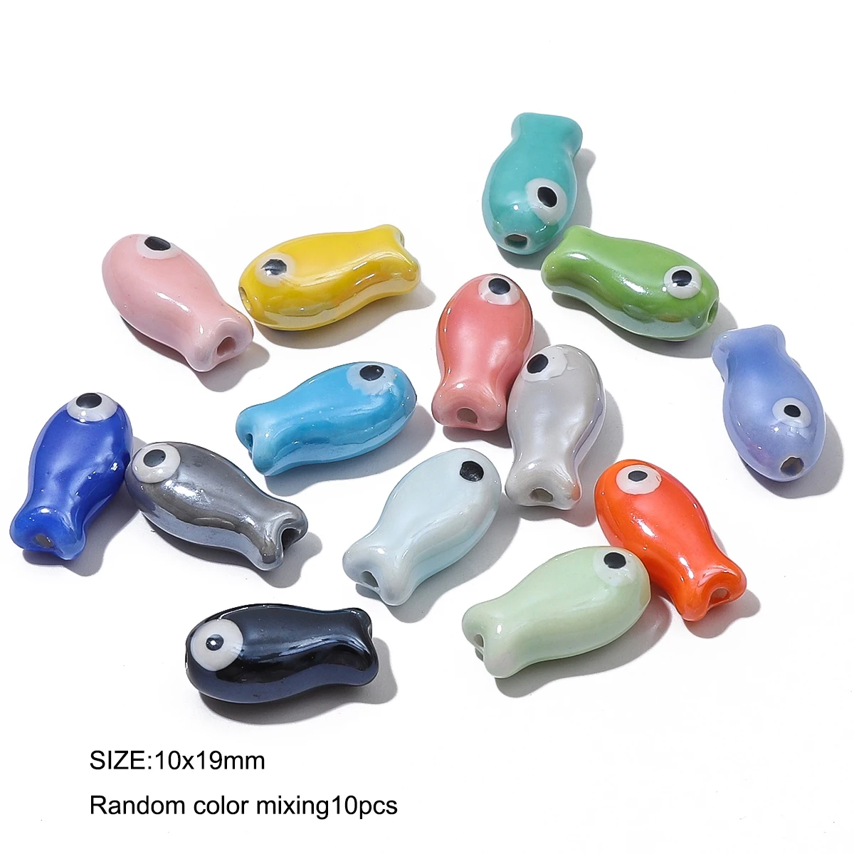 10PCS Retro Small Fish Beads Charms Ceramic Spacer Loose Beads For Jewelry Making Crafts Handmade DIY Bracelet Accessories image 4