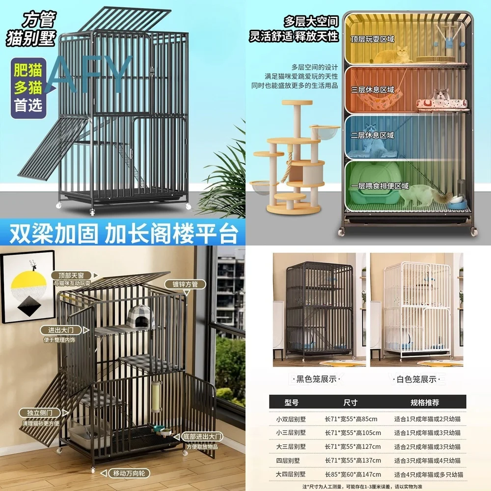 Extra Large Double Deck Cat Cage with Litter Box for Indoor Use Space Saving Modular Cat Enclosure for Cats for Small