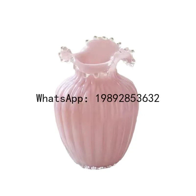 Z4  Vintage Fenton Gift Home Glass Cream Vase Flower Arrangement Vase Ornament Internet Celebrity Creative Flower Arrangement