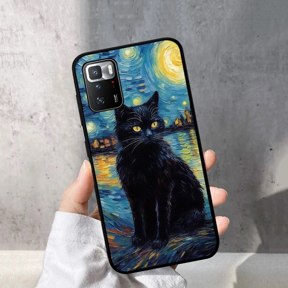 Black Cat Cartoon Cute Phone Case For Redmi Note 4 X 5 A 6 7 8 Pro T 9 Pro 9S 10 Pro 11 Pro 11S 11Epro PocoM3pro