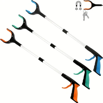 휴대용 접이식 쓰레기 클립, 긴 손잡이 피커 암 익스텐더, 정원 쓰레기 그래버 픽업 도구, 81cm