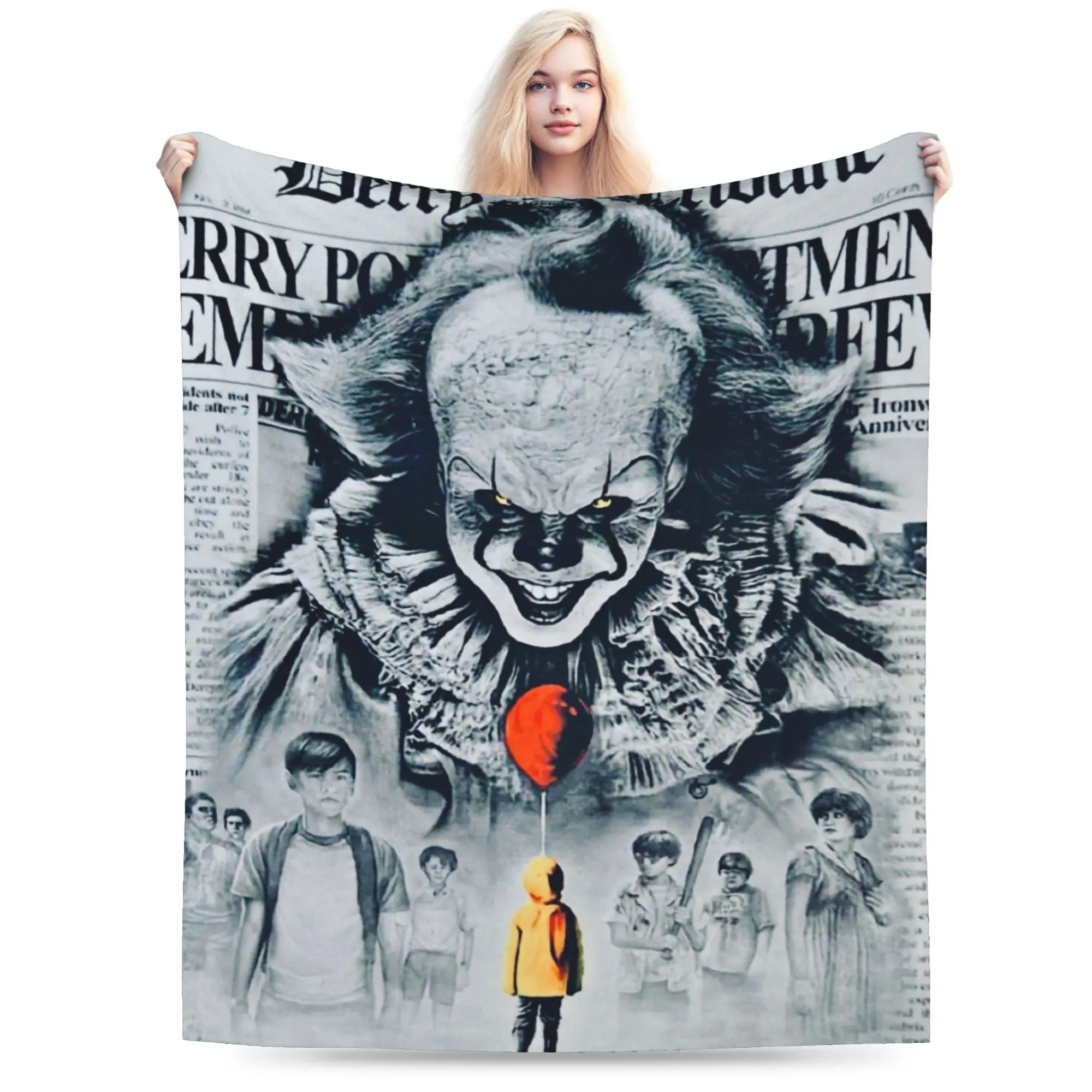 It P-Pennywise Clown Blankets Quality Super Soft  Throw Blanket Spring Children Couch Chair Sofa Bed Funny Bedspread