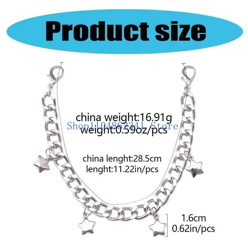 5asd Delikatna bransoletka na buty dla tancerzy Punk Eboy Harajuku Boczny łańcuszek punkowy