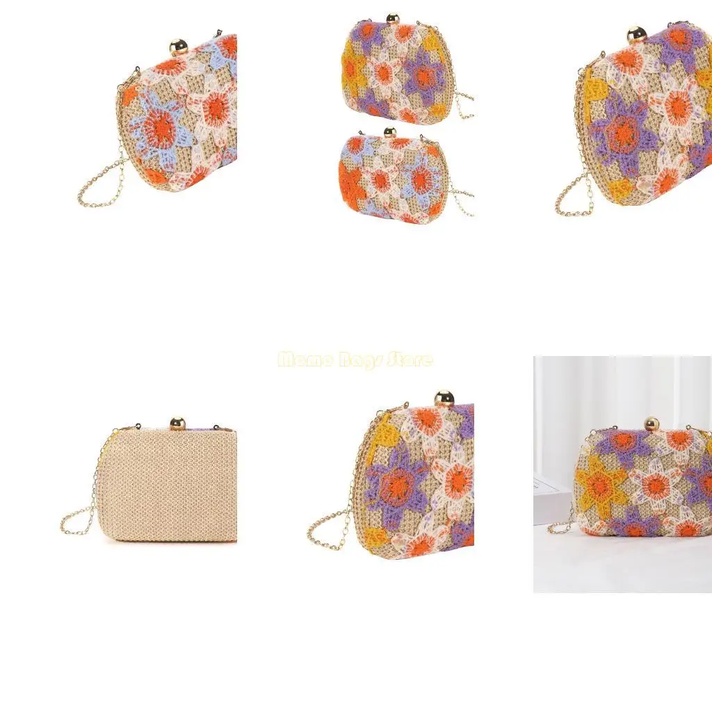 

X90d соломенные сцепления кошельки пляжная сумка тканая цветочная кошелька соломенное кресто