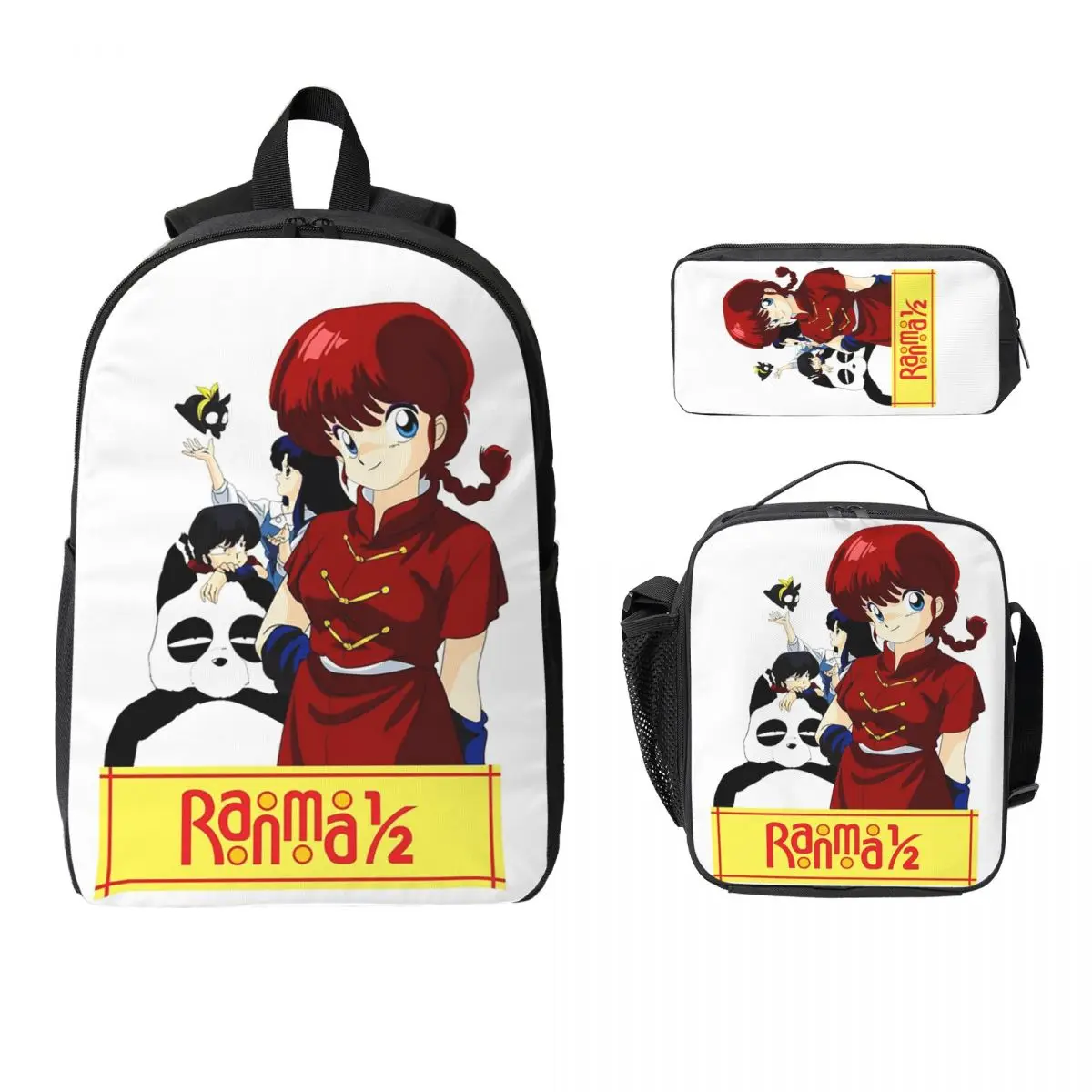 

Ranma 1/2 Backpack Student Boys Girls BookBag School Bag Laptop Shoulder Bags 3ps Insulated Lunch Bag Pencil Case