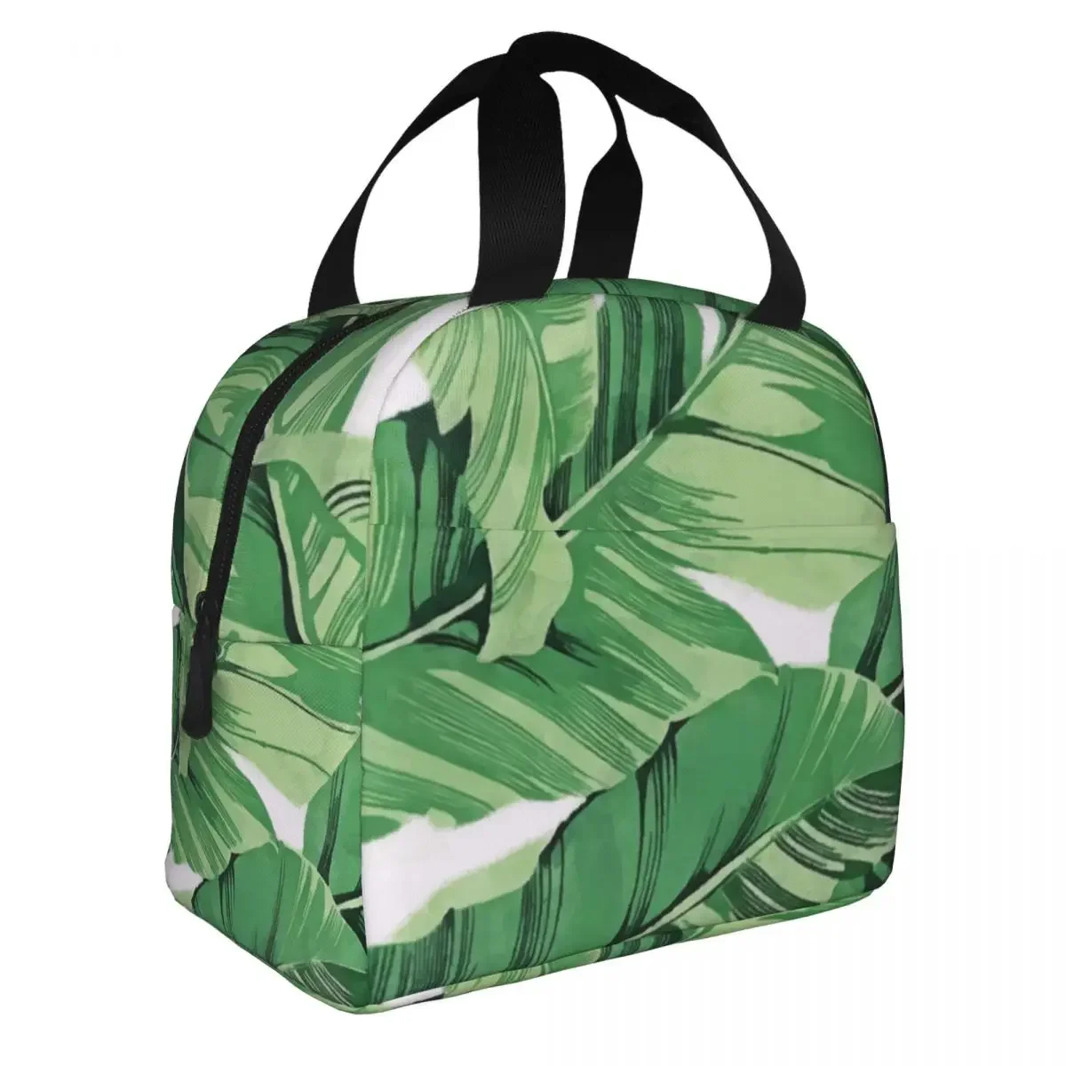 Tropical Banana Leaves Lunch Bag Portable Insulated Oxford Cooler Bag Tropical Plant Thermal Picnic Lunch Box for Women Children