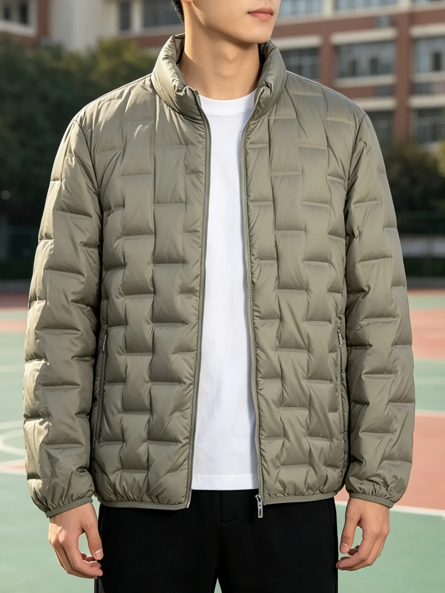 Men's Winter Casual Style Stand Collar Lightweight Warm Duck Down Jacket Comfortable Lightweight Down Coat Windproof 3D Design