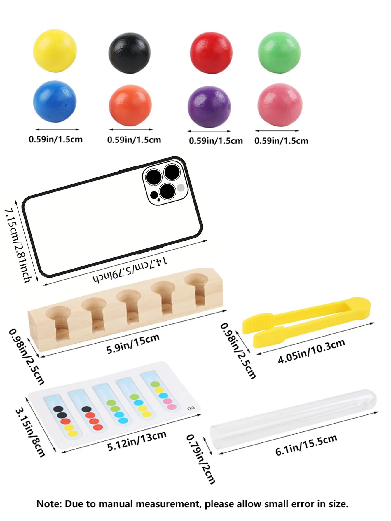 Clip Holzperlen Reagenzglas Spielzeug, Farbsortierspiel, Perlen zählen Feinmotorik Montessori Spielzeug für Kinder, Geschenk für Kinder – Detail 1