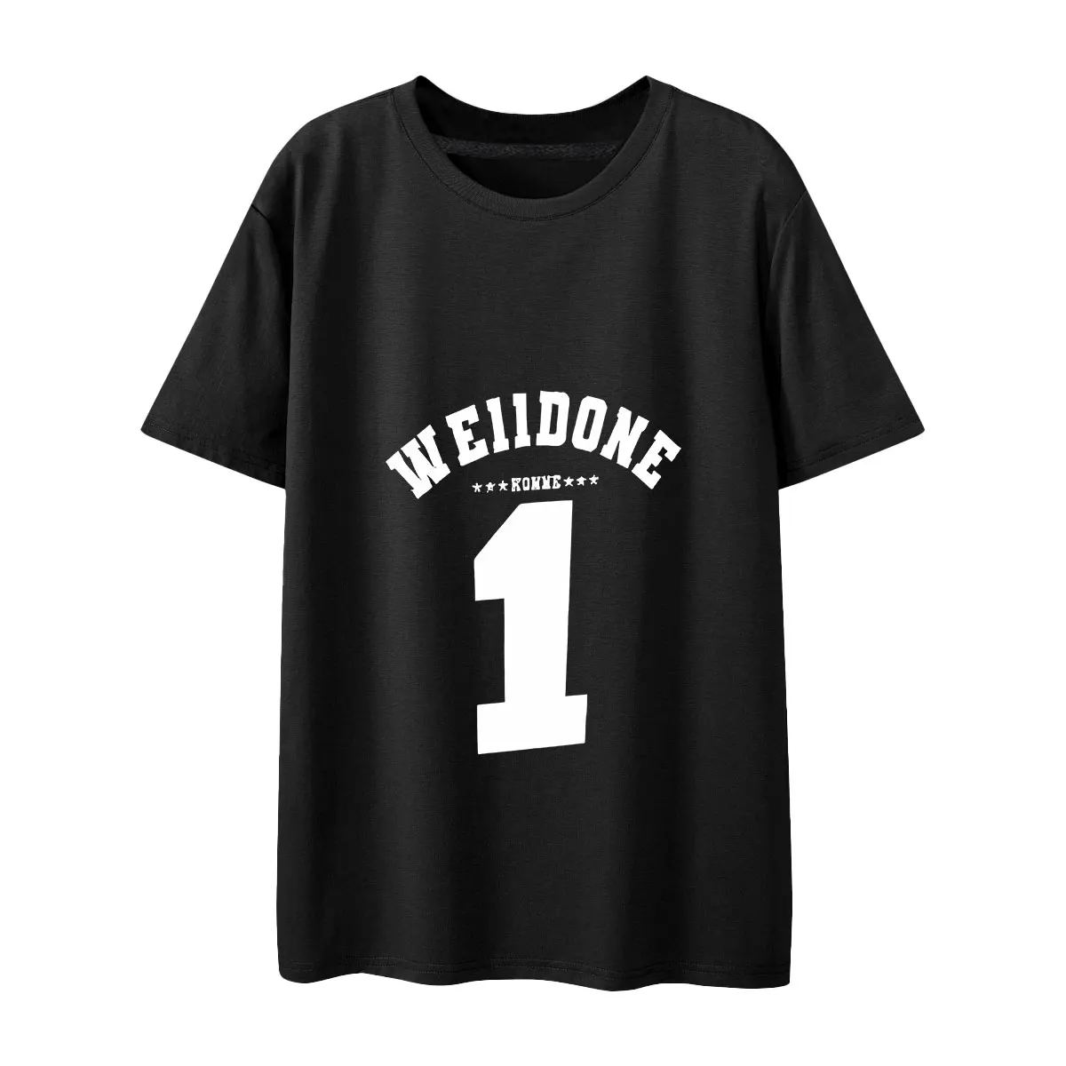 

Английский + большой номер 1, женская повседневная футболка с короткими рукавами больших размеров, черная