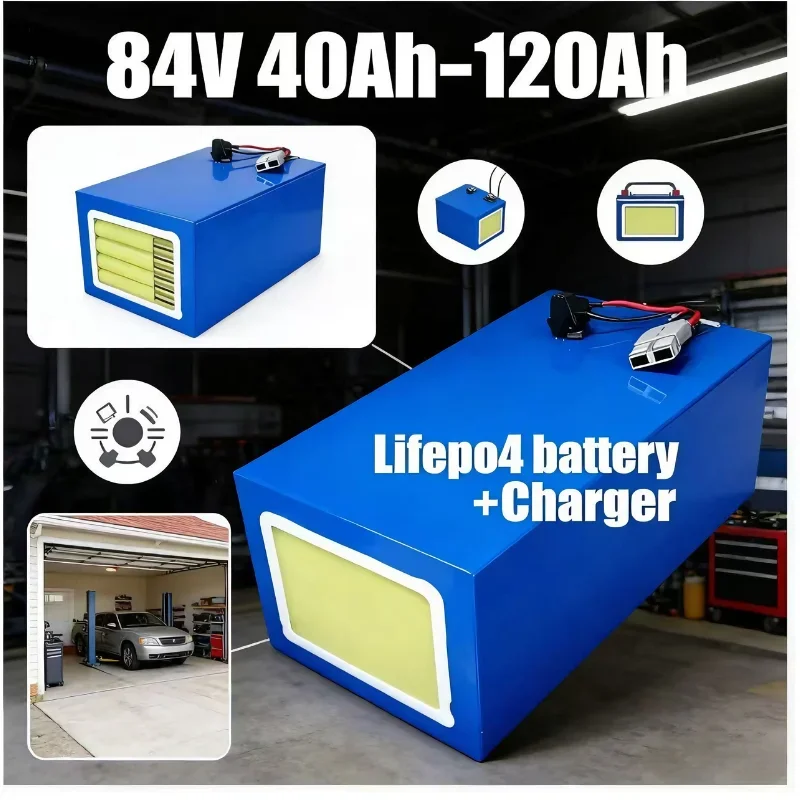 

Литиевая аккумуляторная батарея LiFePO4 84В + зарядное устройство, защита BMS 28S, мощный источник питания для электромотоциклов, инверторов и электромобилей
