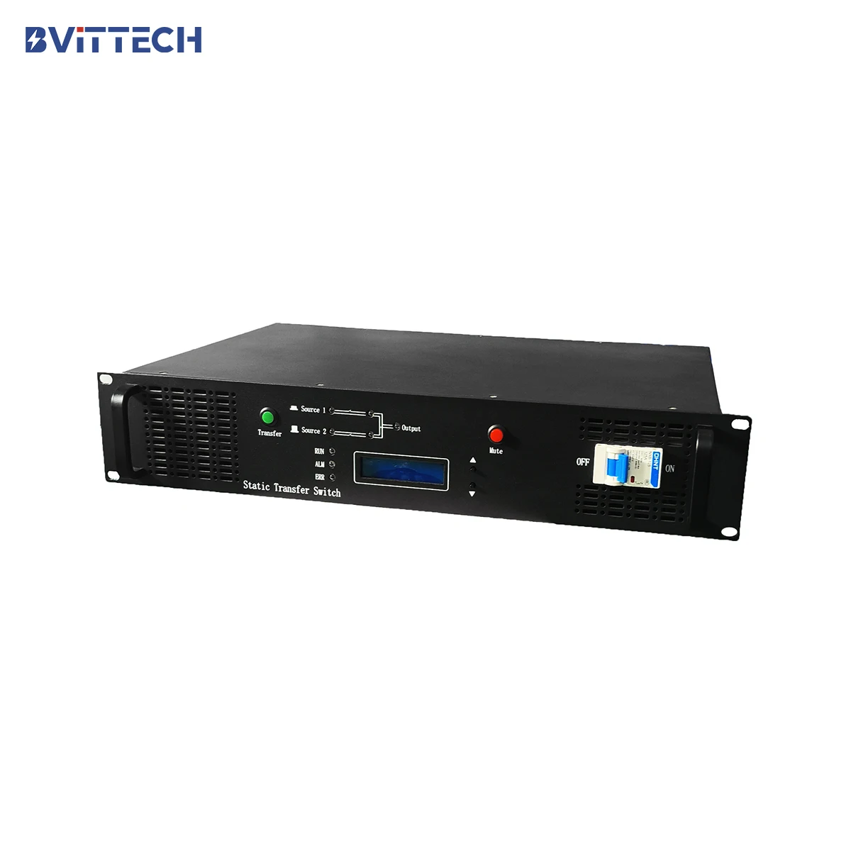 BVT 19-Inch Industrial Rack Type 63A 220VAC Single Phase STS 2U Metal Power Distribution LCD Double Cut SCR Switch Telecom 2U