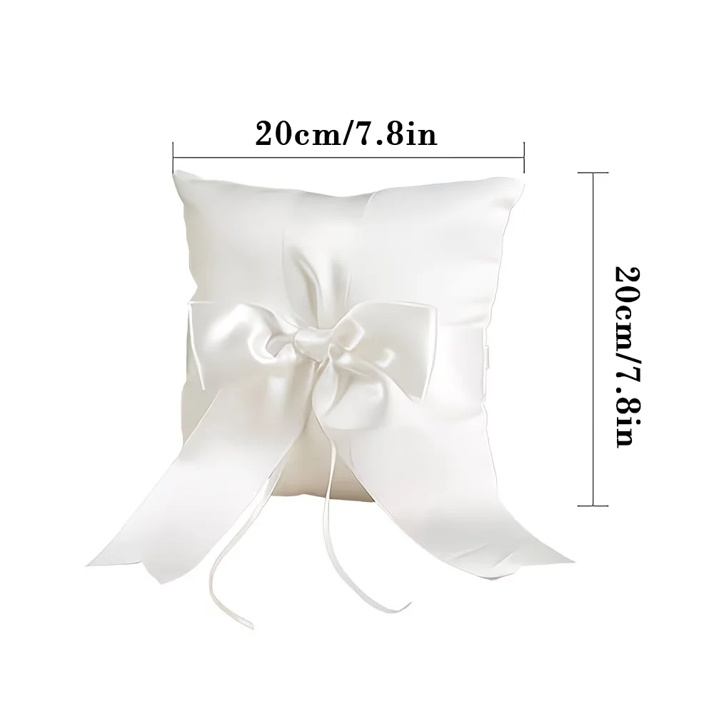 Personalisiertes weißes Hochzeitsringkissen, eleganter Ringhalter für Hochzeit, Verlobung, Brautgeschenk, Erinnerungsstück, Zeremonieartikel – Detail 1