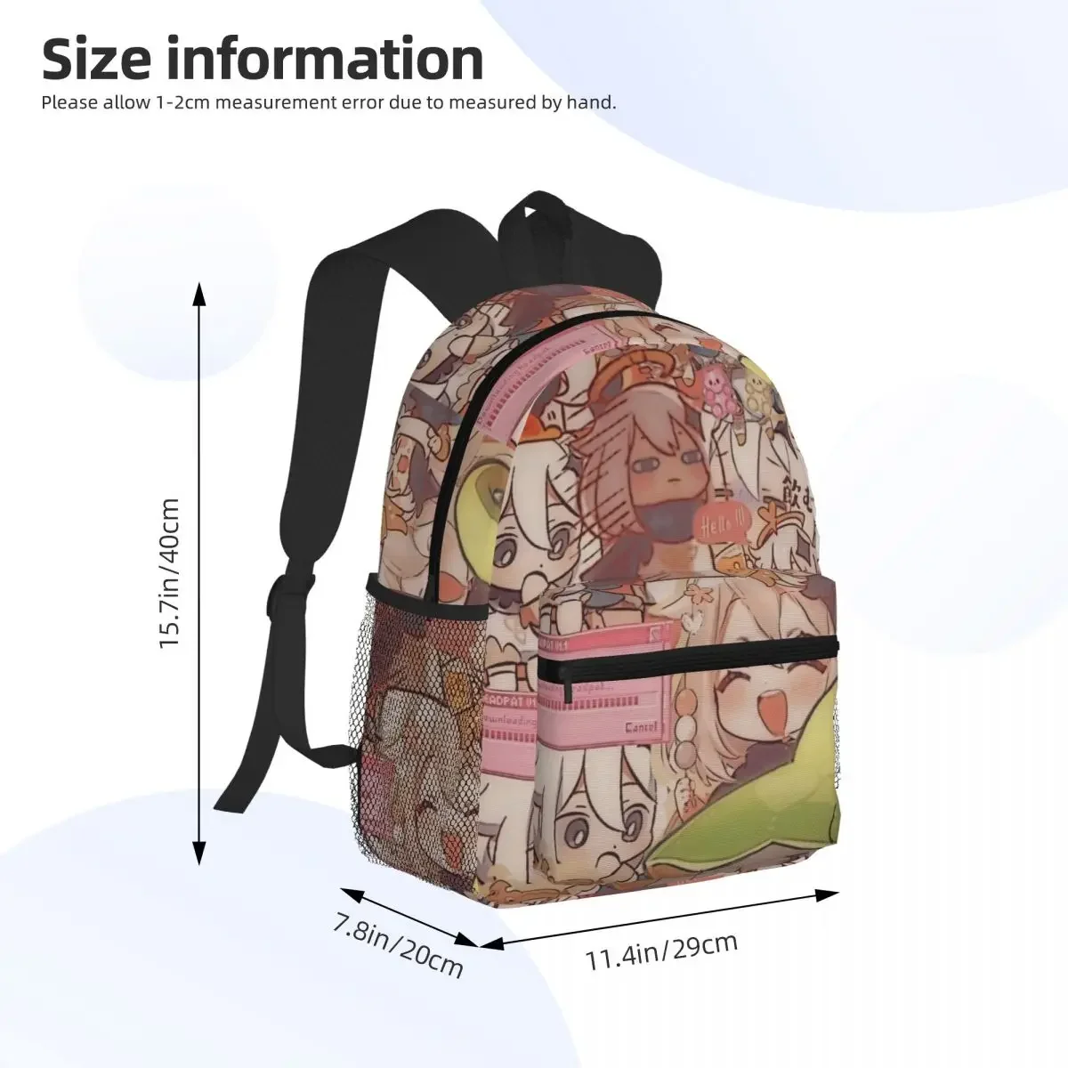 Genshin Impact Paimon Student Backpack School Bag Hiking Travel Daypack for Men Women Fashion Bookbag Shoulder Bags
