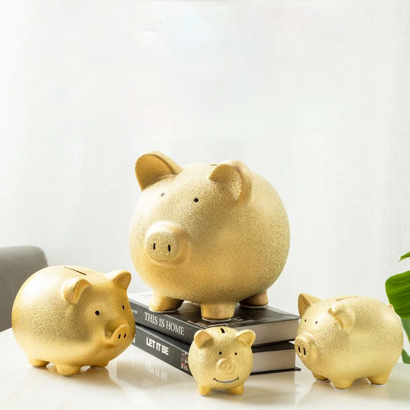 

Large Golden Pig Piggy Bank Ceramic Living Room Cute Secret Coin Money Box Kids Paper Money Wedding Tirelire Home Decoration 50