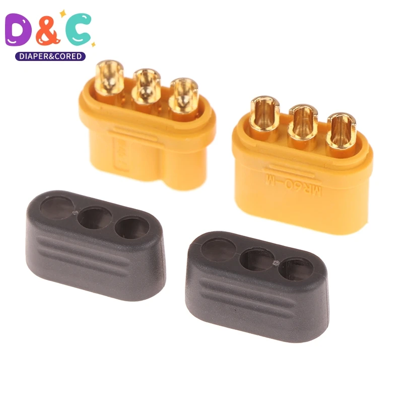 1Pair Amass MR60 Plug 3.5mm 3 Core Connector T Plug Interface Connector Sheathed With Protector Cover For RC Model