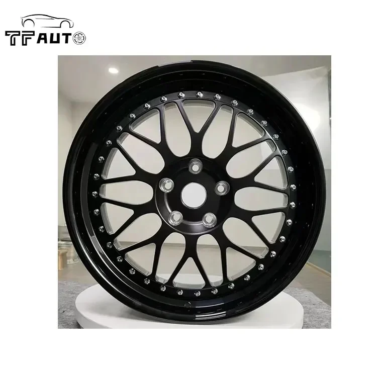 Customized 2 piece  brushed  black forged wheel rims for passenger car wheels