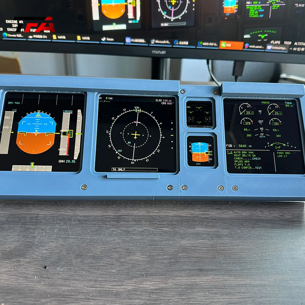 Aviation Simulator Flight Cockpit Expansion Secondary Monitor High Resolution Instrument Display Screen Hardware