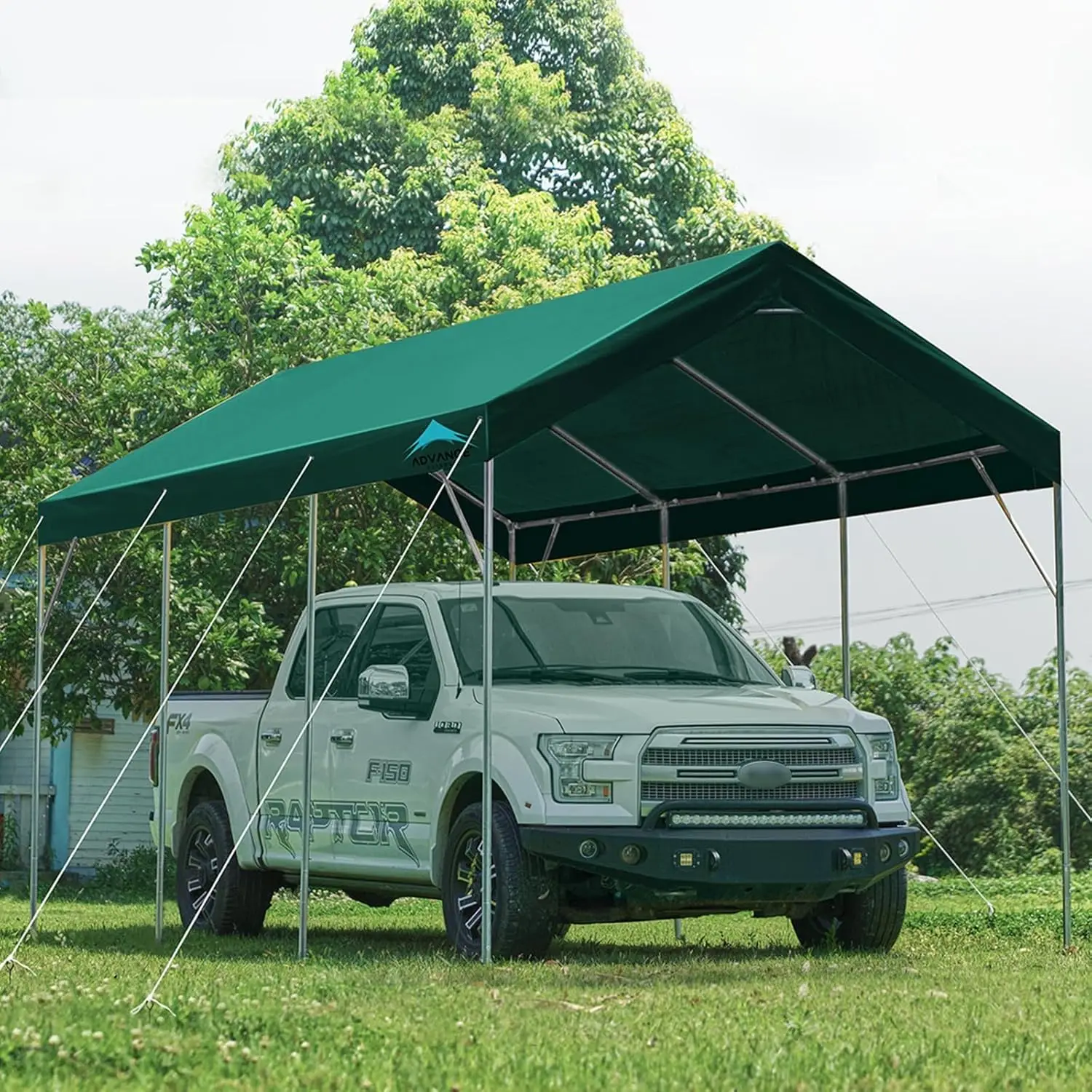 

12x20 ft Heavy Duty Carport Car Canopy Garage Boat Shelter Party Tent, Adjustable Peak Height from 9.5ft to 11ft, Green