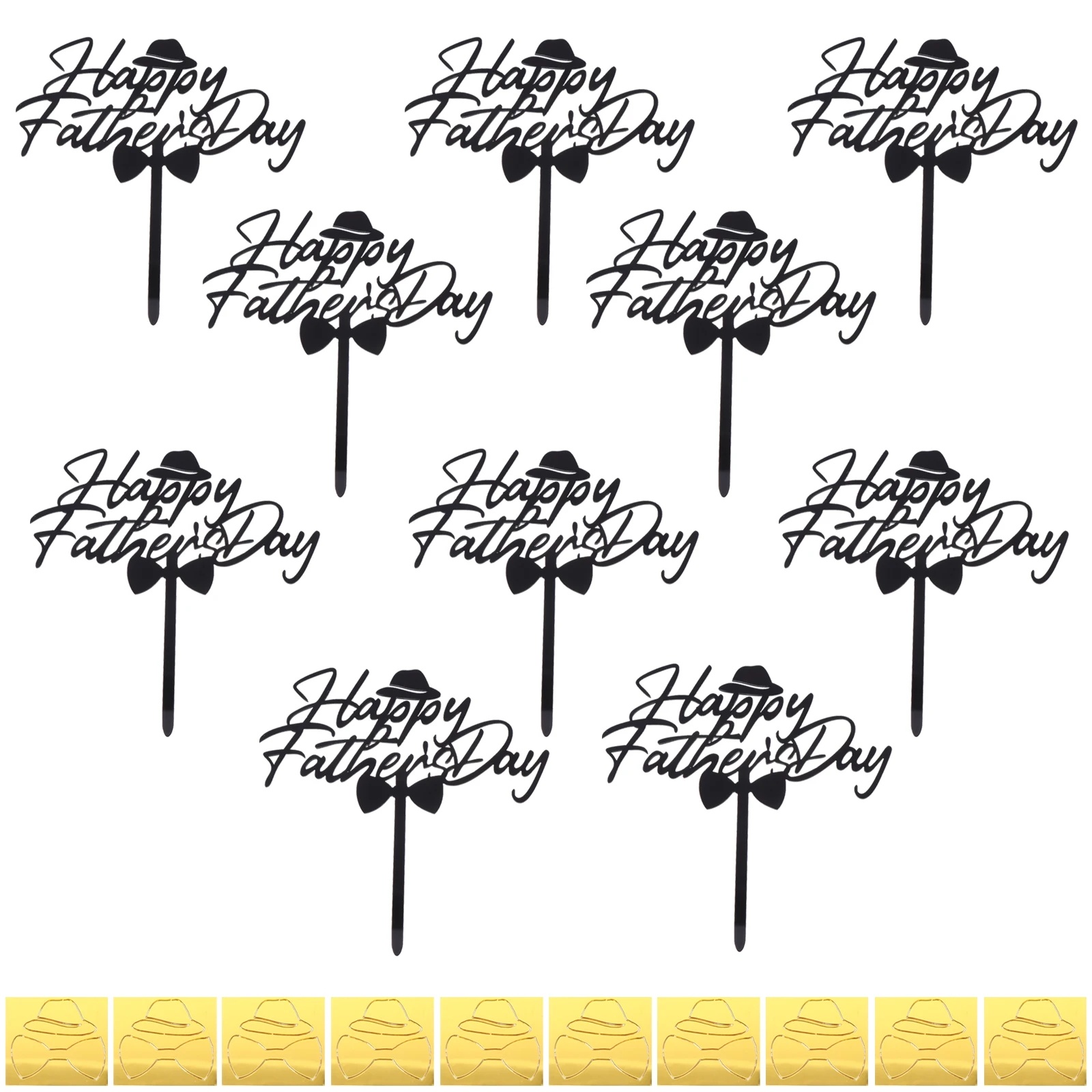 

10 Pcs Toppers Acrylic Decorations Father Day Cake Picks Party Cakes Cake Ornament Strong Matching Styles