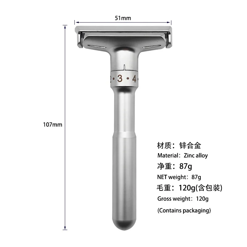 2023 Adjustable Safety Razor Double Edge Classic Mens Shaving with 5 Blades 1-6 Gear Mild to Aggressive Hair Removal Shaver