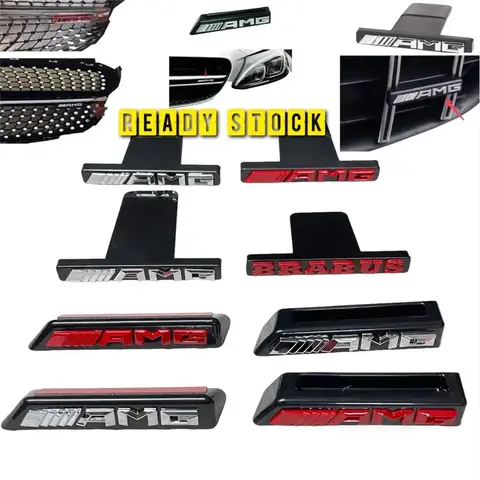 메르세데스 벤츠 AMG 배지 로고 전면 그릴 엠블럼 장식 데칼 자동 수정 액세서리에 대한 3D ABS 자동차 스타일링 스티커