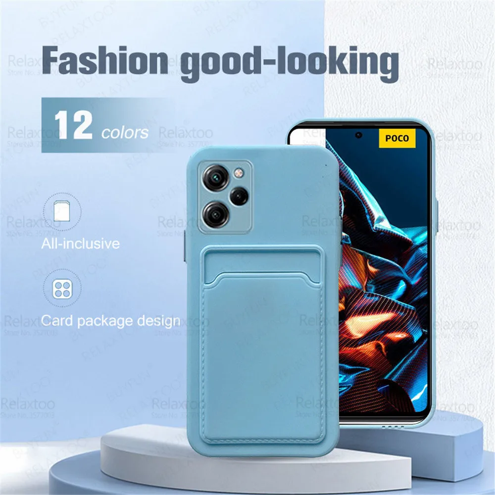 PocoX5Pro Case Silicone Soft Card Wallet Back Cover For Poco X5 Pro PocoX5 X5Pro Little Poko X 5 5X Pro 5G Camera Protect Fundas