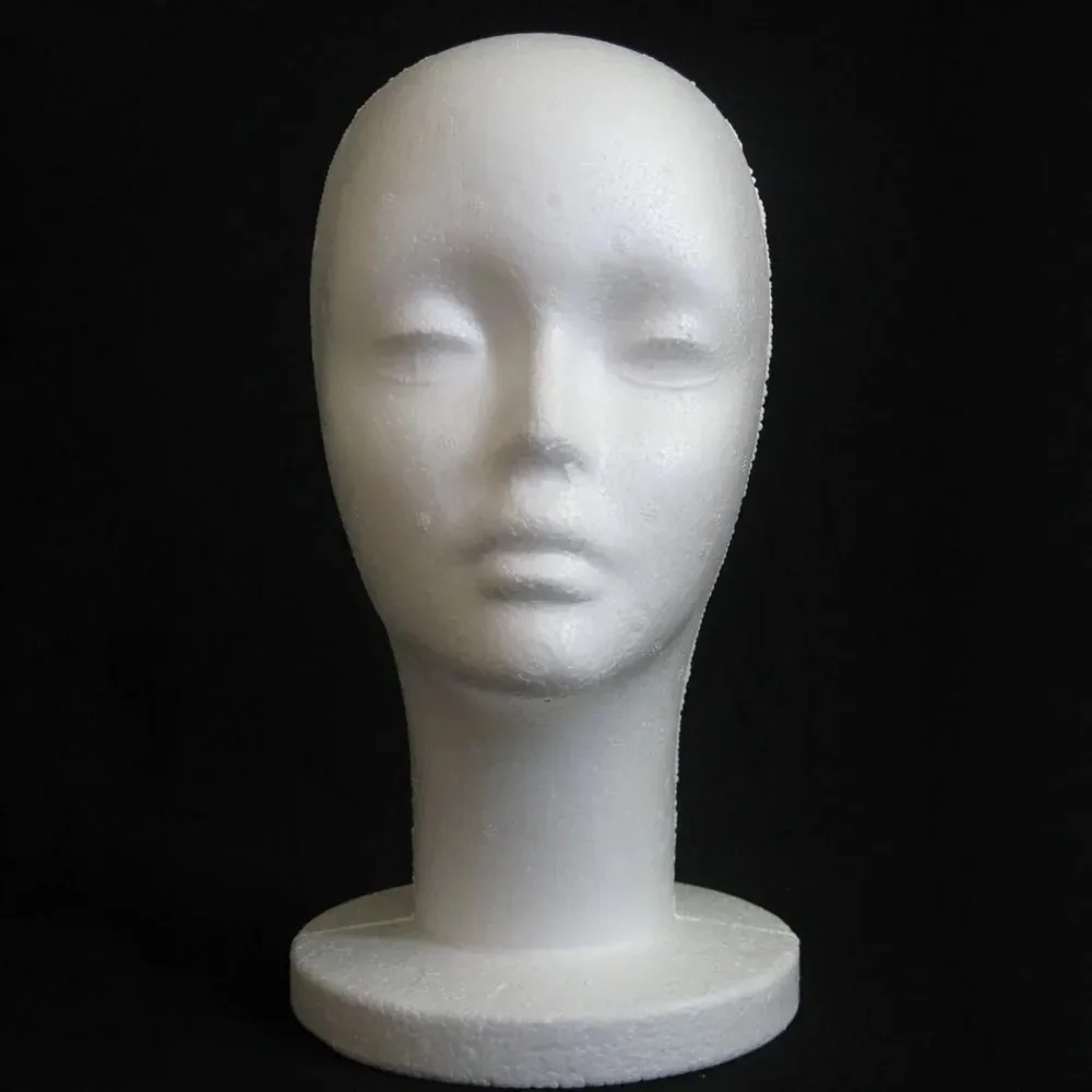 La exhibición de gafas de pelo de peluca de espuma modelo de cabeza de maniquí se puede utilizar para colocación de peluca, exhibición, etc., blanco