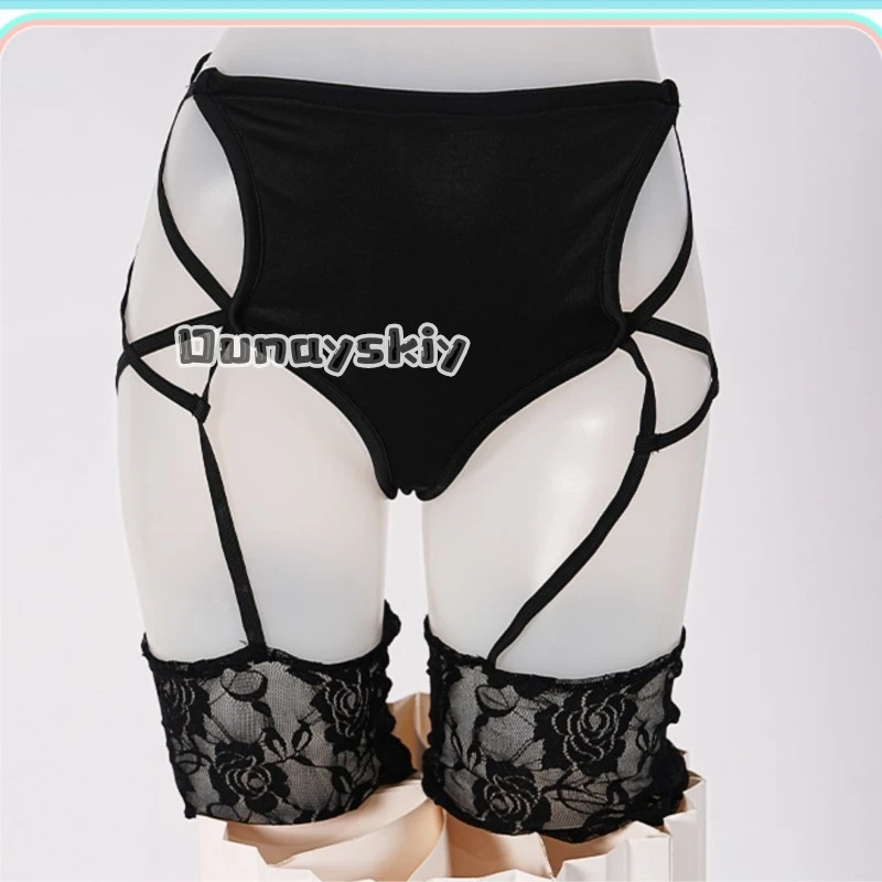 LWW28*Azur Lane Cheshire Daily Dress Cosplay Costume Full Set Blue White Cat Ears Thigh High Stockings Lace Skirt Bow Tie Tail - view 5