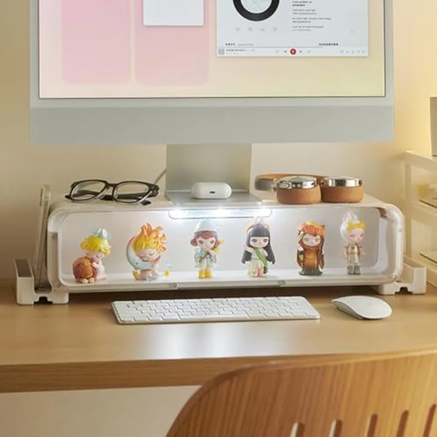 Monitor Stand Riser Computer Monitor Stand with Drawer and Display Minifigures Computer Desktop Stand with Lights Removable Ele